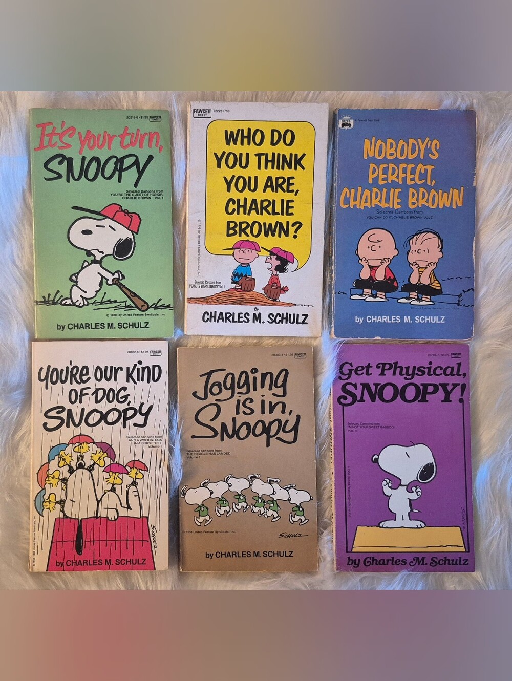 Vintage Collection of Six Peanuts Comic Strip Paperbacks Charles M Schultz